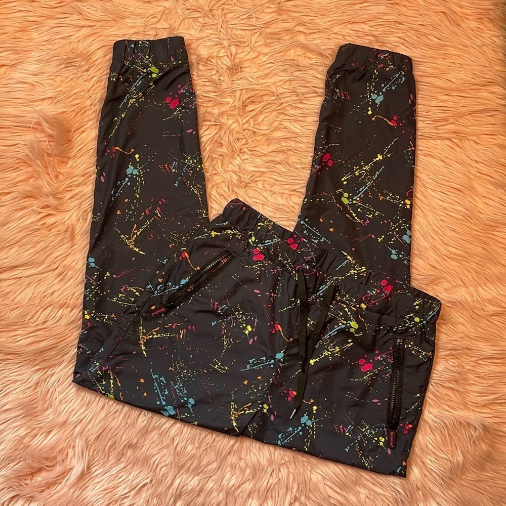 TipsyElves Women’s Neon Night crawl Windbreaker Multi Color Pants Size Medium‎